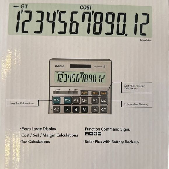 Casio XL Desktop Calculator Silver DM-1200BM - Picture 4 of 8
